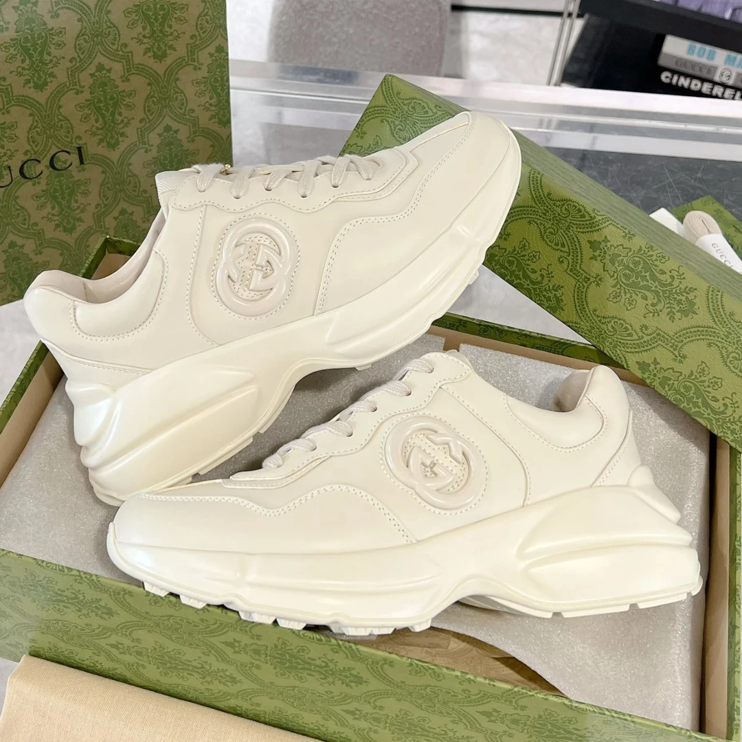 未使用 GUCCI/古驰 全新古驰女鞋 米白色老爹鞋 新款大双G 多尺码