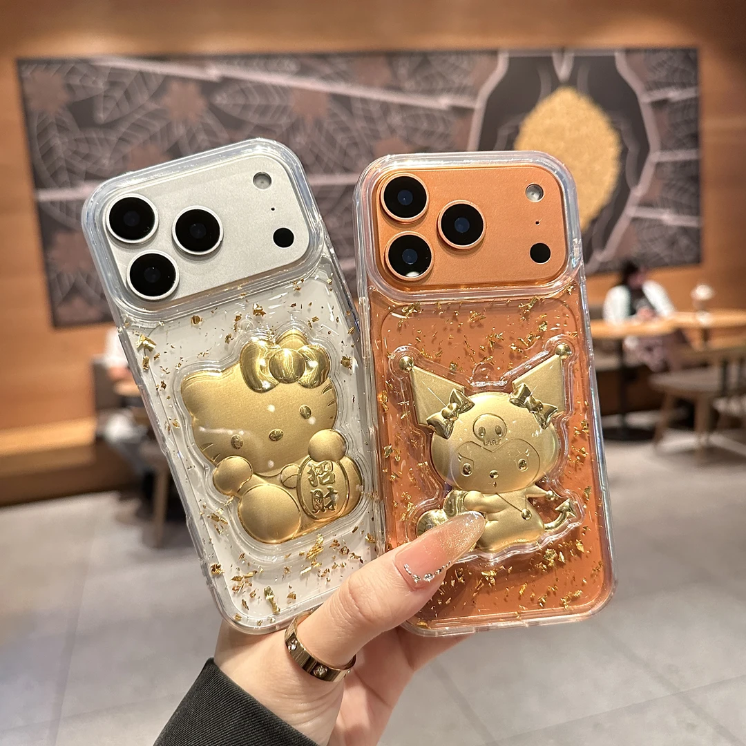 适用苹果17promax手机壳新款iPhone17金箔立体创意17高级感16防摔