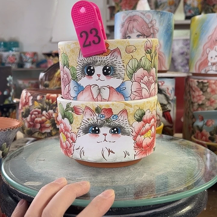 满38包邮 景德镇幸运花盆