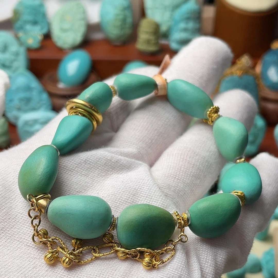 绿松石珠宝奇石18K金镶嵌