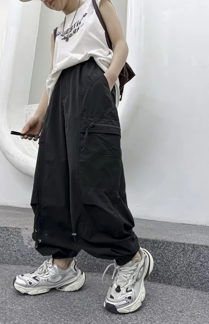 《丁丁优选》6019库卡图夏夏季中大童宽松直筒工装裤男女童长裤