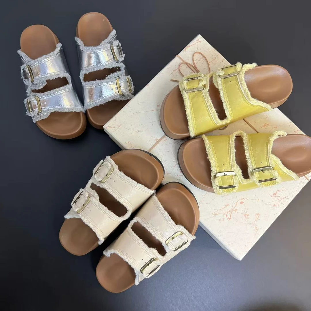 厚底流苏勃肯拖鞋女款夏季新款外穿时尚凉鞋复古增高防滑一字凉拖