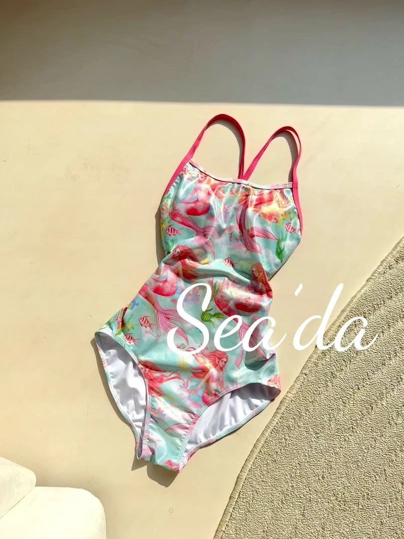 Sea’da【人鱼公主】新款美人鱼图案游泳显瘦专业竞速连体泳衣