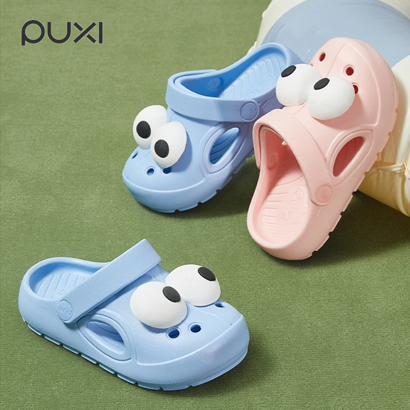 朴西大眼仔洞洞鞋男女童鞋夏季防滑可爱软底沙滩鞋包头鞋外穿防滑