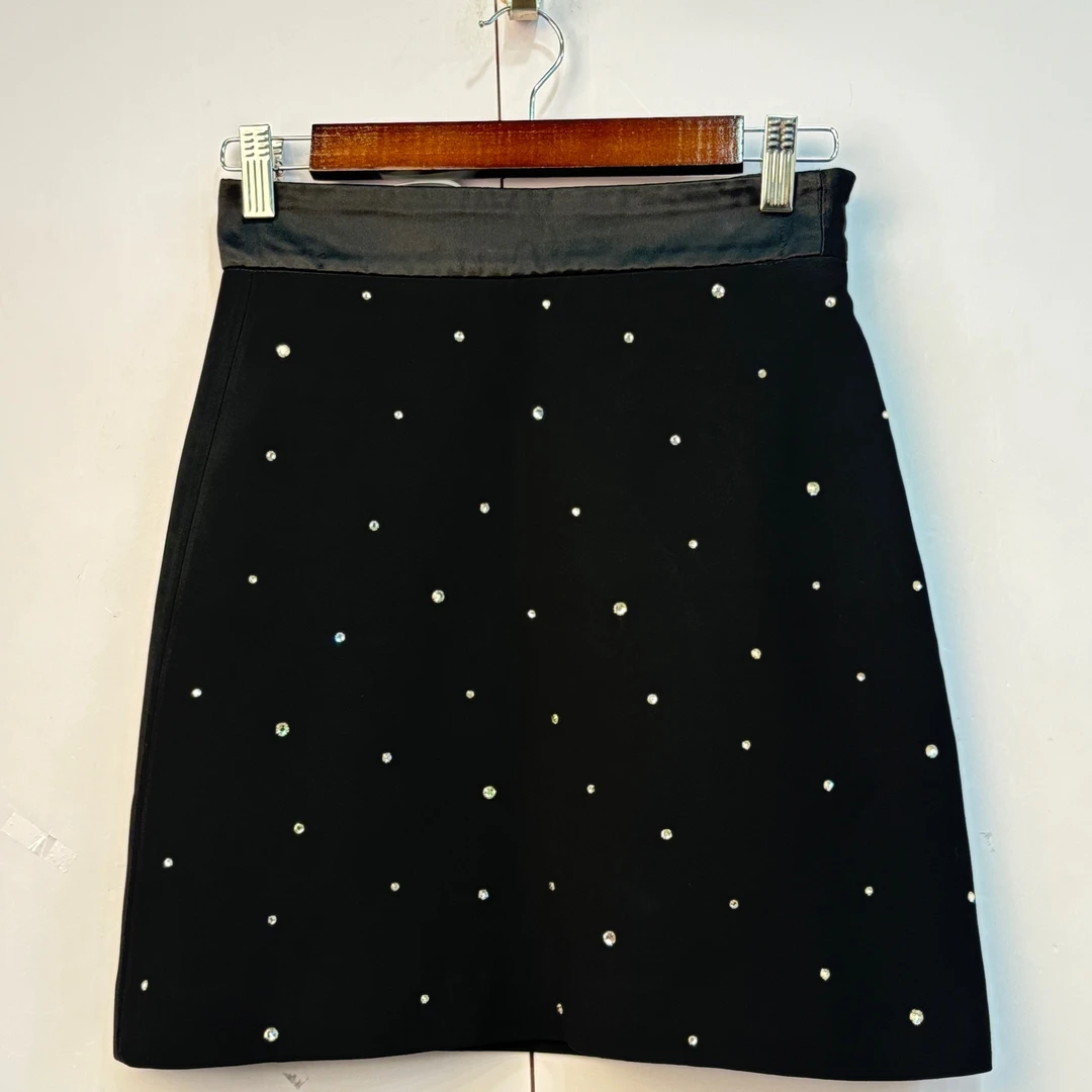 99新 MIU MIU/缪缪 02371  满钻A字版型半裙 36码