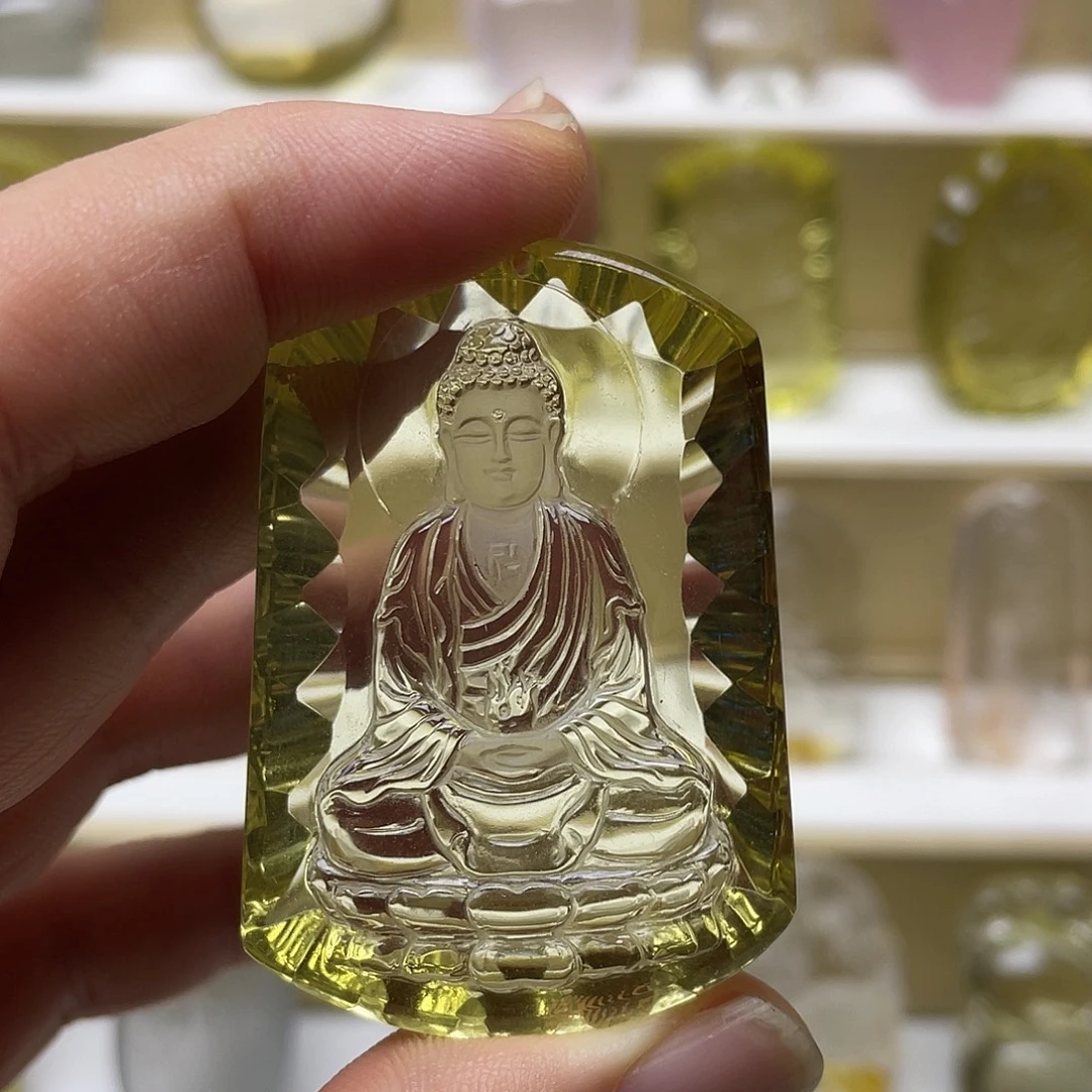 维***w颈饰未镶嵌水晶黄水晶千禧面大日如来吊坠