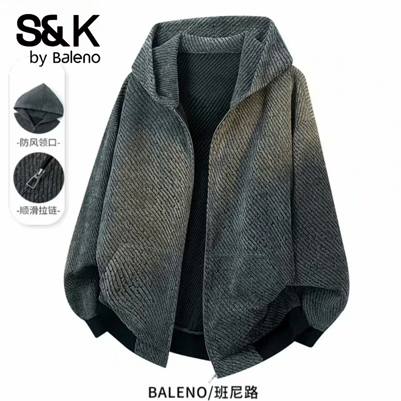 班尼路S&K美式重磅开衫卫衣男士2025春秋季新款潮牌宽松夹克外套