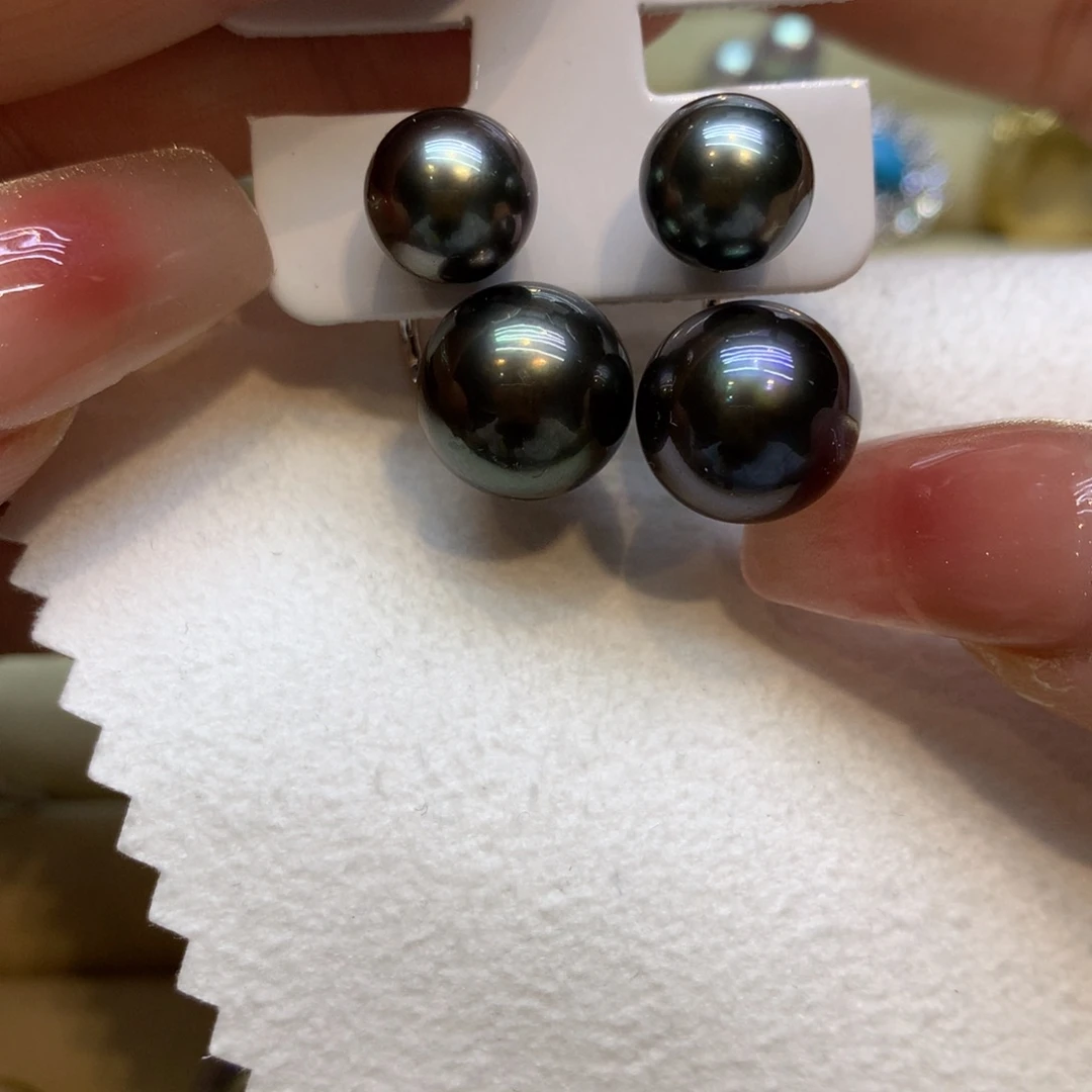 银S925镶嵌耳饰海水珍珠