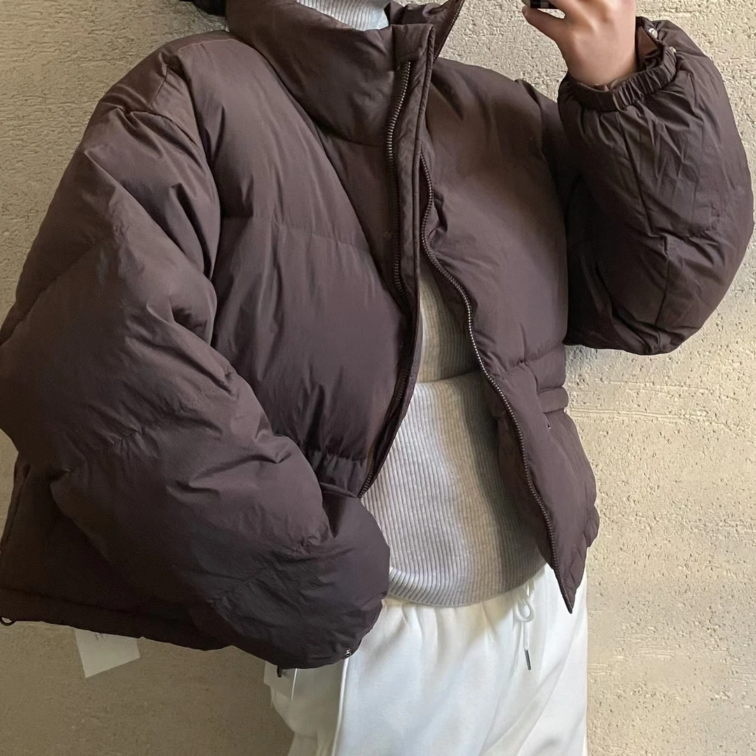 【 雨•美 推荐 】2331咖色韩版无帽小款百搭棉服