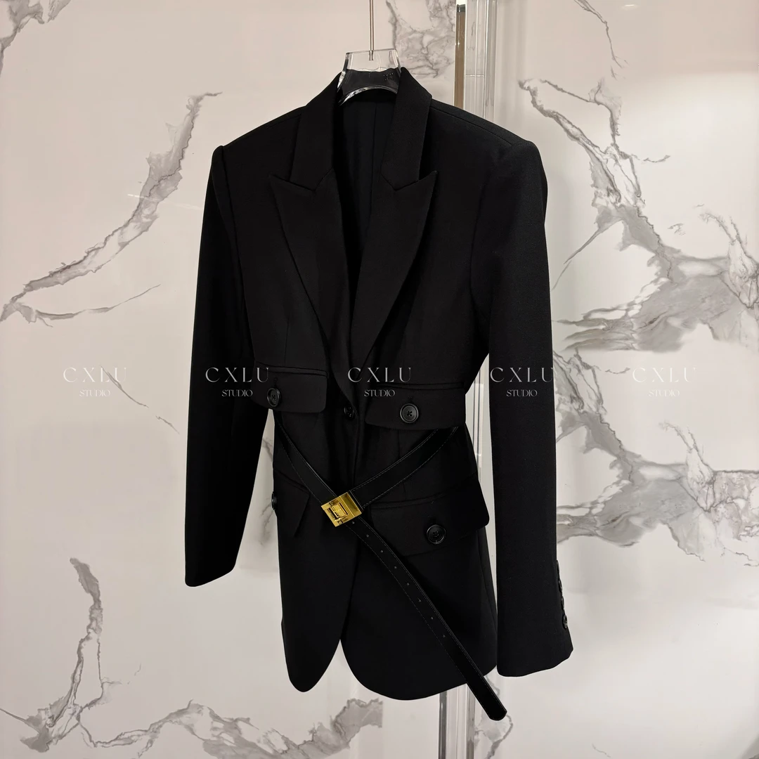 杨树林早春狩猎装Rose同款系列时髦精修身百搭西装2486