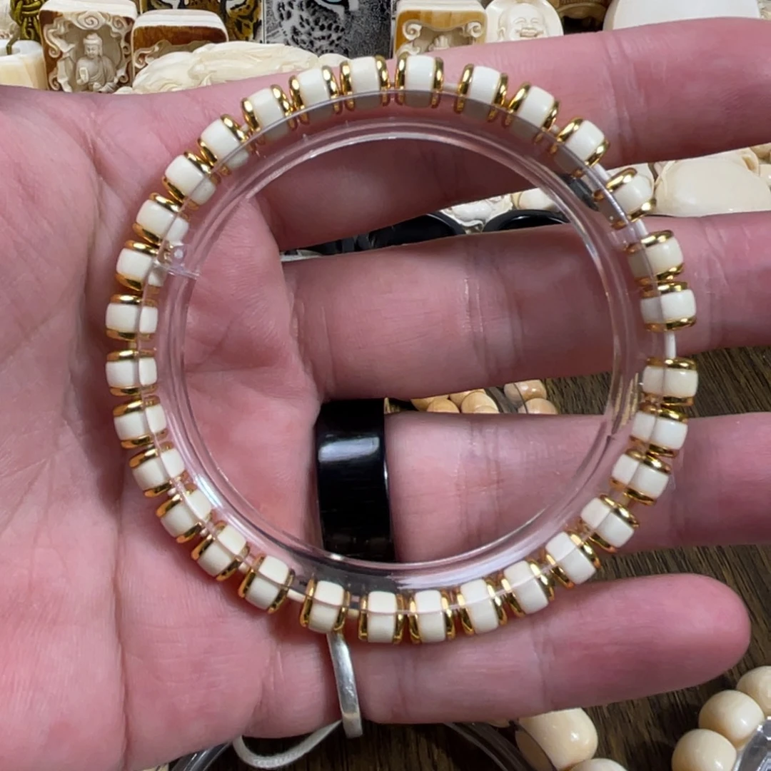 猛犸象牙手串/手链/手镯铜盾单圈