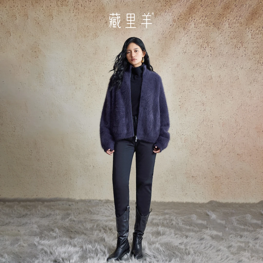 藏里羊【北美小动物毛毛】“夜醉巴黎”设计师高端定制高领外套M1702