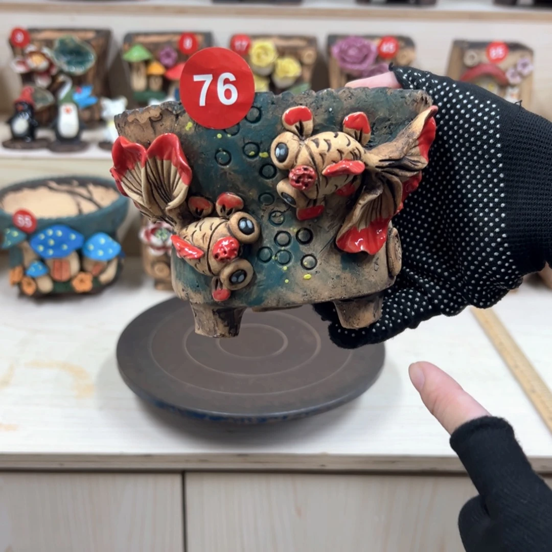 紫砂花盆76号，内口11.5高10