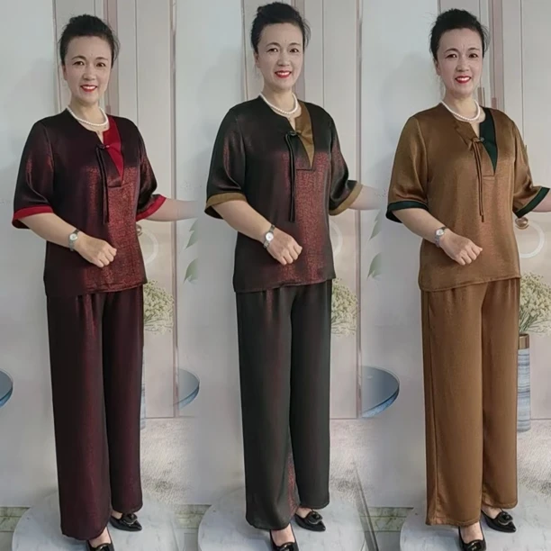 新款V领炫彩流苏套装