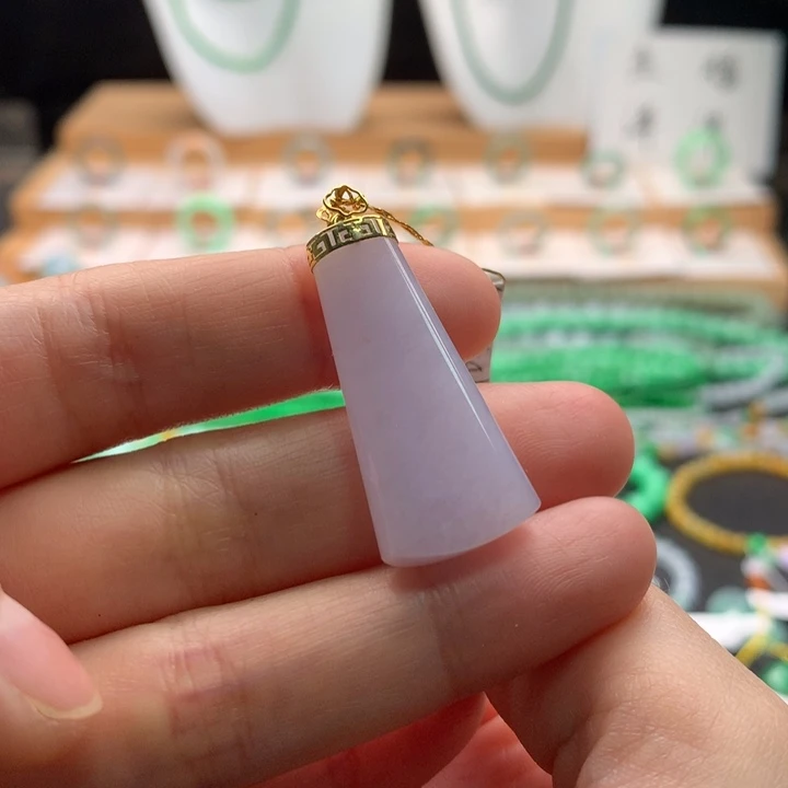 吊坠(不含链)18K金镶嵌翡翠天然缅甸A货翡翠