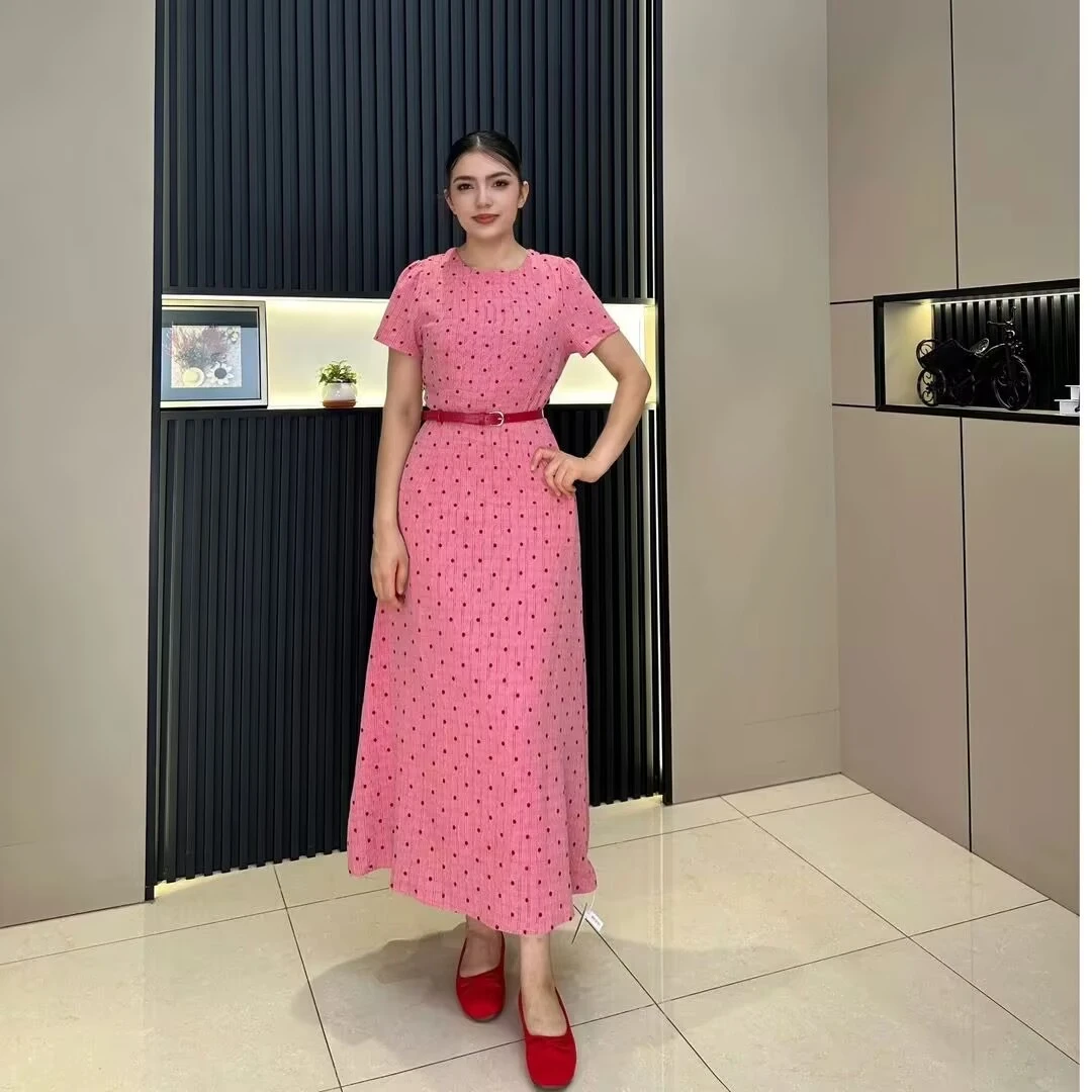 iLSAR 粉色波点连衣裙E09