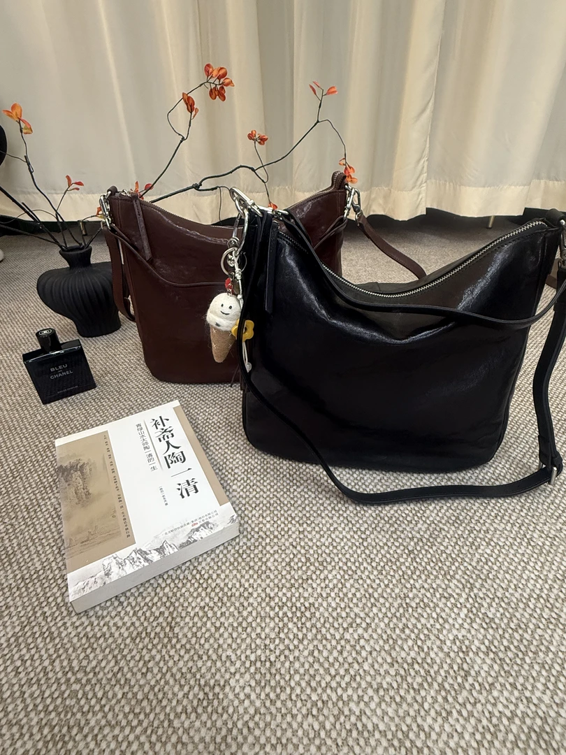 进口A级头层水晶植鞣牛皮/时尚休闲百搭慵懒风女包【发财桶】