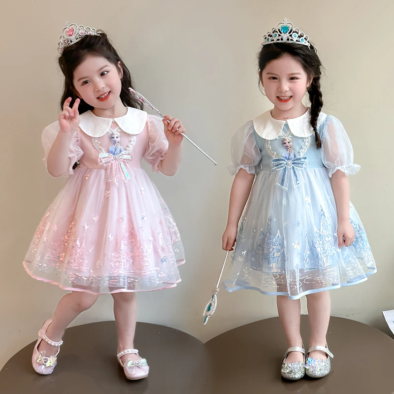 女童夏季爱莎连衣裙夏装新款儿童洋气公主裙2025宝宝艾莎生日裙子