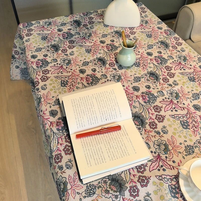 七彩水墨风印花棉麻布料桌布窗帘布门帘布料手工DIY布头盖布盖巾