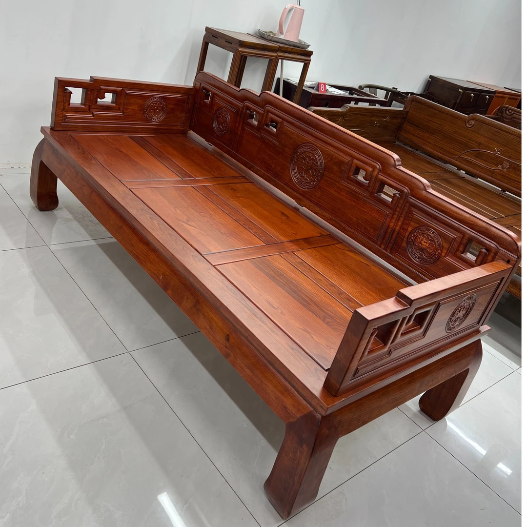 90款国色天香榆木罗汉床新中式实木罗汉床榆木客厅