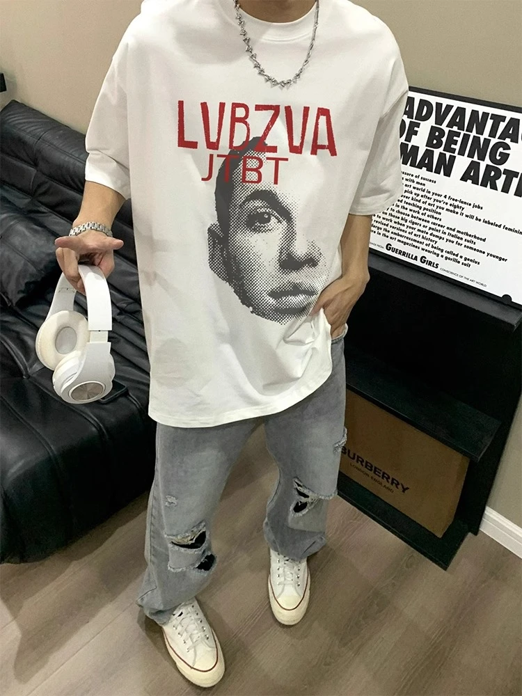 【重磅纯棉】cleanfit短袖T恤美式简约人脸字母印花宽松夏季百搭ins