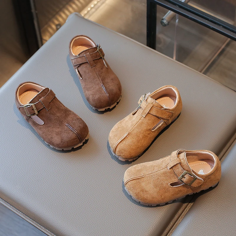 女童勃肯鞋儿童男童小皮鞋2025春秋季女宝女孩豆豆单鞋子软底