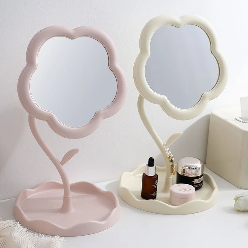 1个生活百货用品小商品新人专享福利花朵镜子化妆镜桌面梳妆台