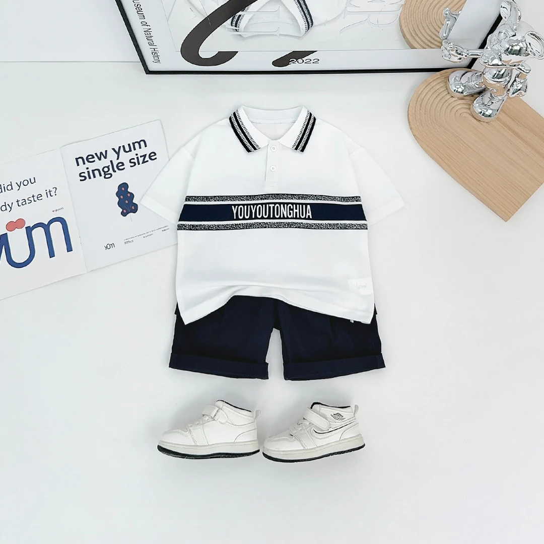 儿童套装夏季2025新款男童短袖两件套洋气潮BQ25586Y悠悠童话童装