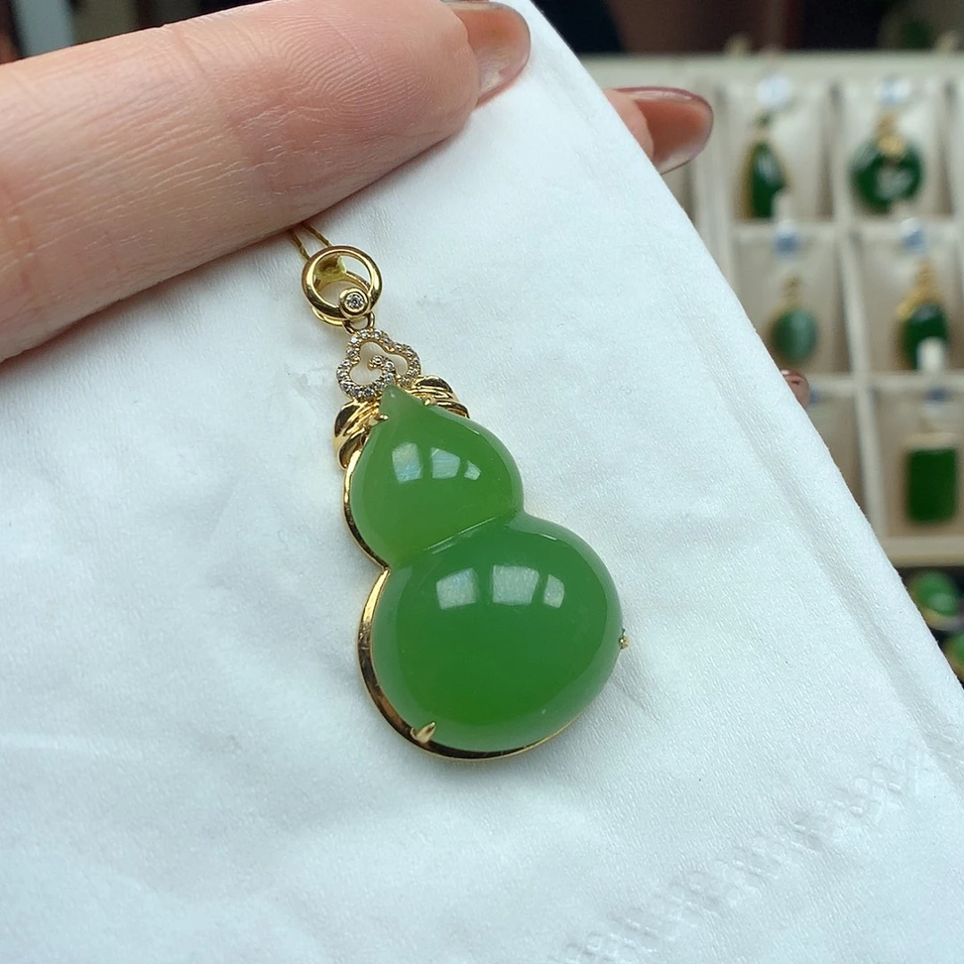 和田玉（碧玉）18K金镶嵌颈饰1826