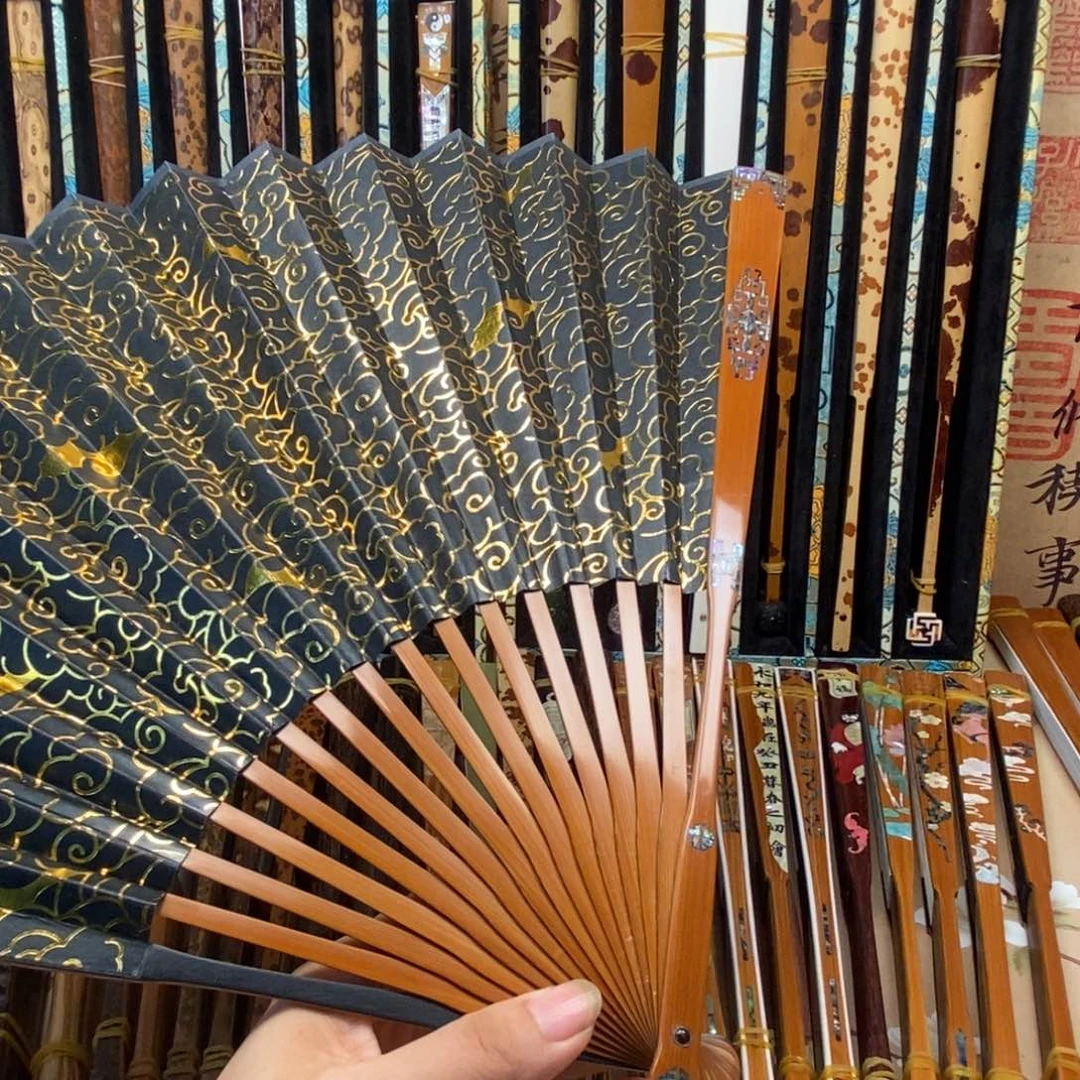 扇子福利款螺钿三合青老玉竹