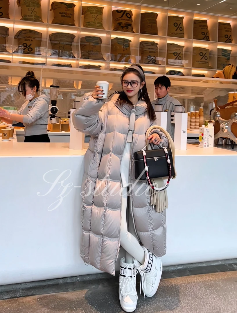 【冬日恋歌】跨年战袍新款长款羽绒服宽松加厚保暖白鸭绒外套 sz