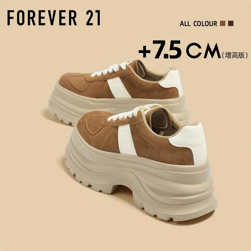 F21超厚底运动帆布鞋女2025新款秋季小个子增高百搭轻便复古板鞋