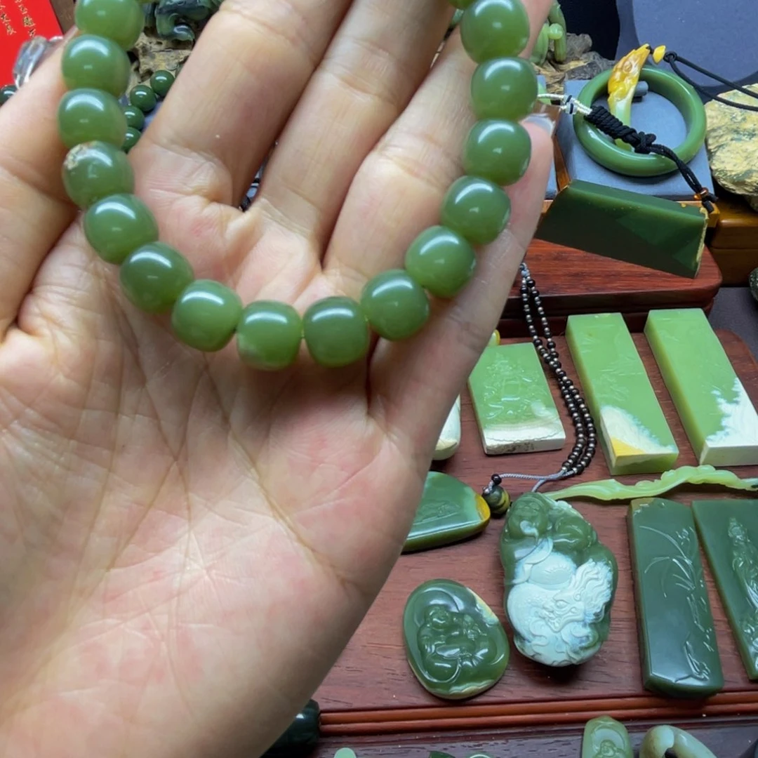 未镶嵌手链岫岩河磨玉（透闪石质玉）停***間