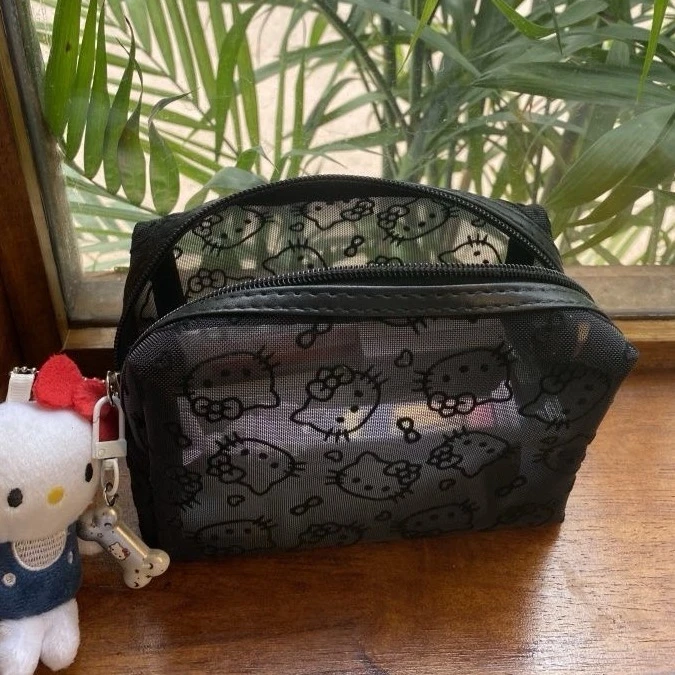 网纱化妆包2025新款可爱kitty化妆品收纳包透明大容量便携洗漱包