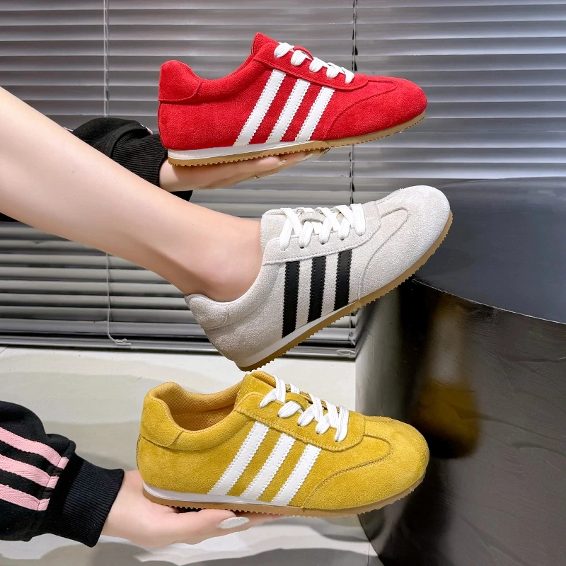 真皮德训鞋厚底板鞋女2025年春季新款时尚百搭增高休闲四季款板鞋