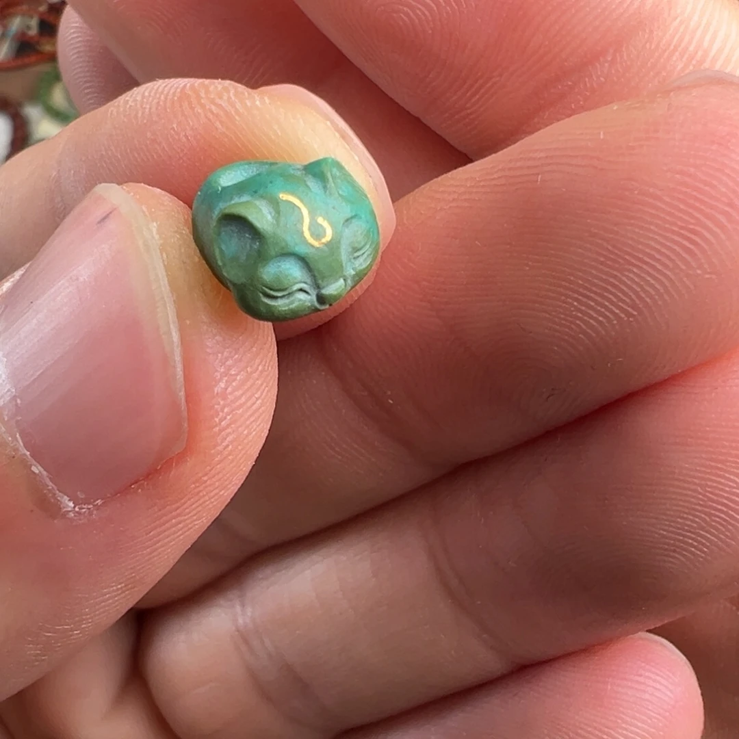 绿松石未镶嵌珠宝奇石卡子，凤九