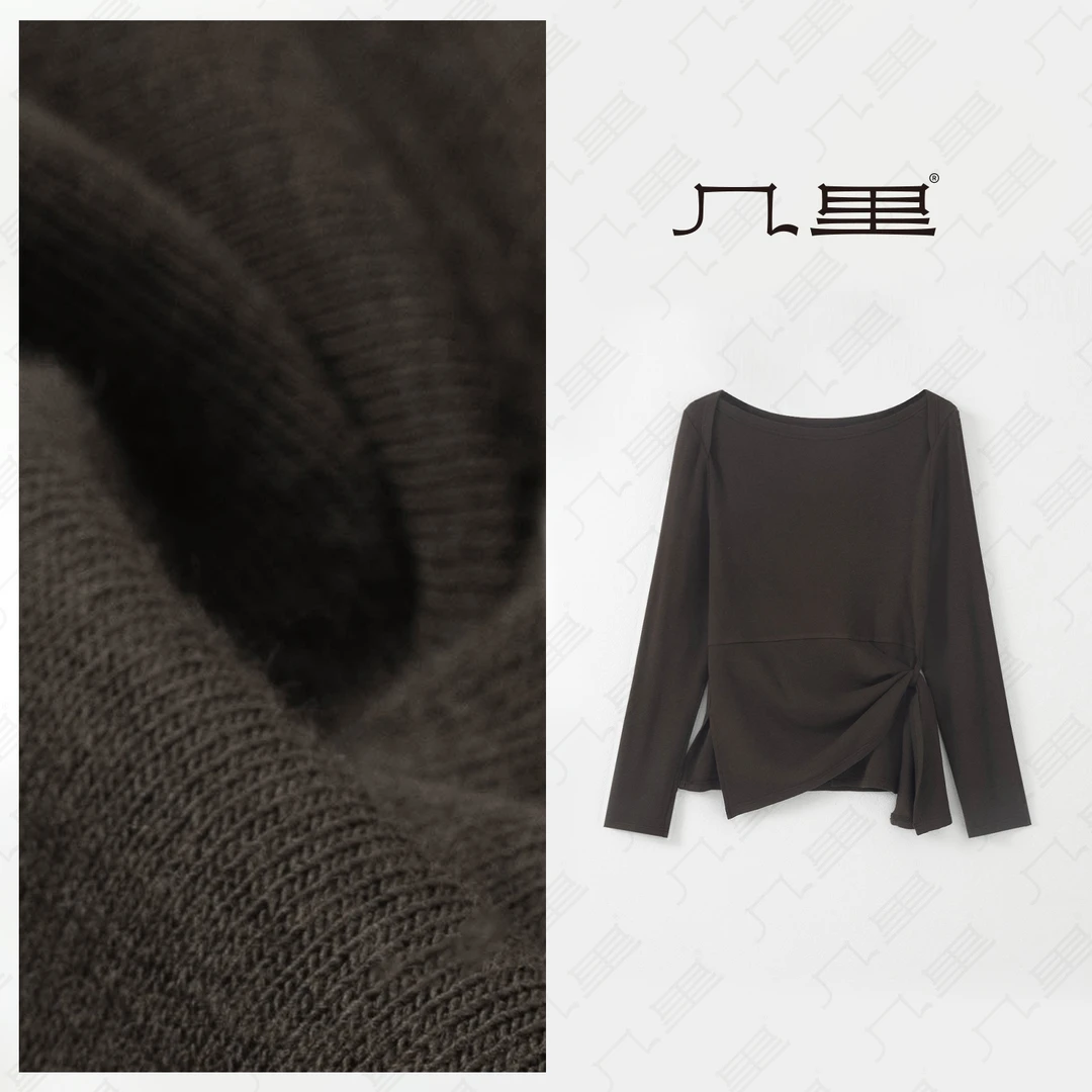 几里与麻 一字肩不规则打底衫 衣长54 胸围86 2080854