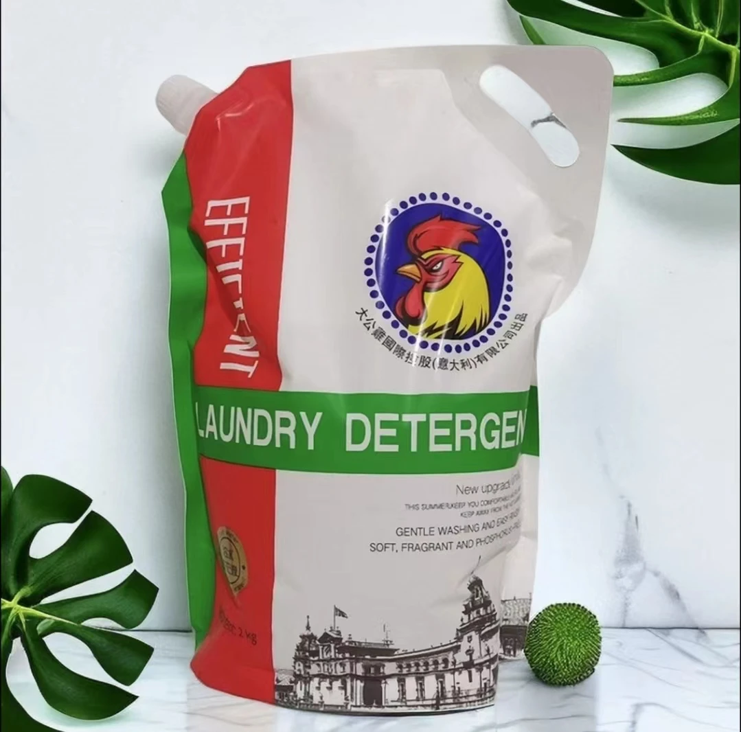 大公鸡洗衣液袋装2kg去污渍去黄香水味持久去渍多效家庭使用装