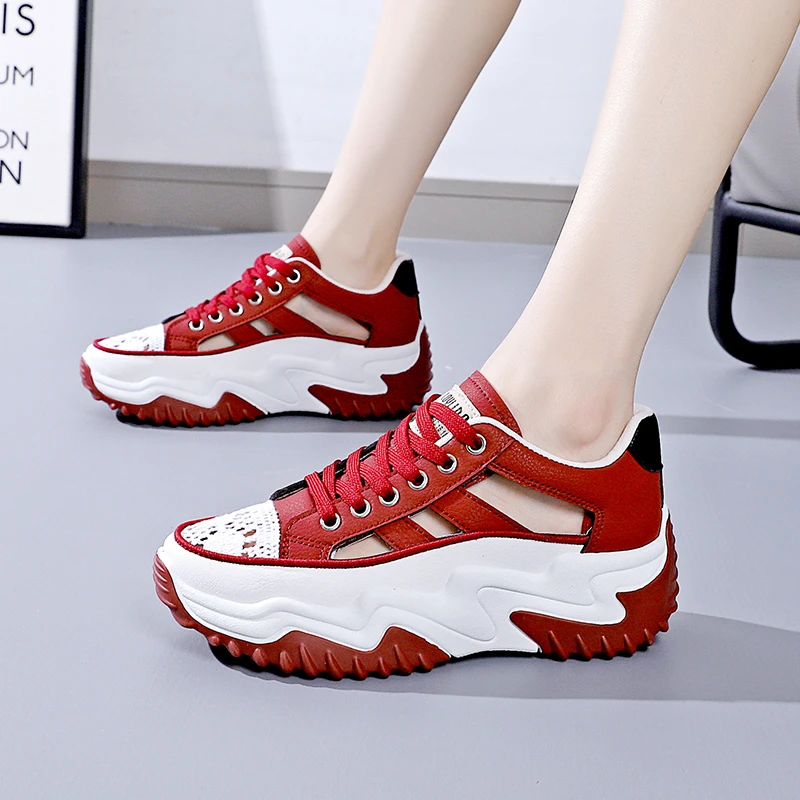 孕妇不累脚镂空老爹鞋子女春夏2025爆款时尚透气轻便运动小白鞋潮