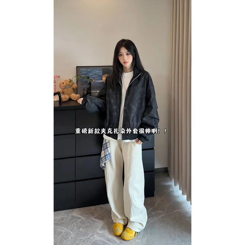 扎染春秋美式工装外套男日系痞帅潮牌港风休闲高级感宽松复古夹克