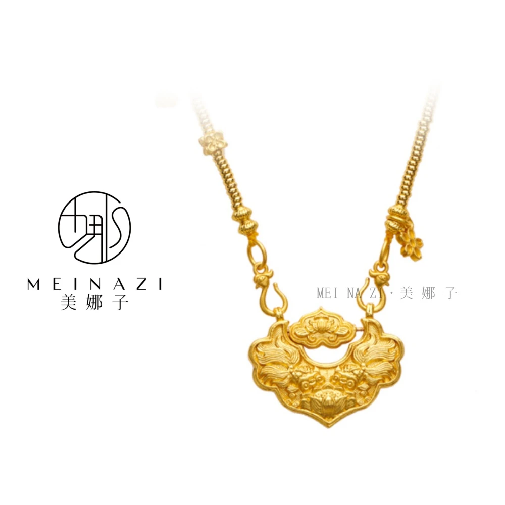 项链  MEINA/新款锦鲤锁包项链*平安锁宫廷风手工时尚复古