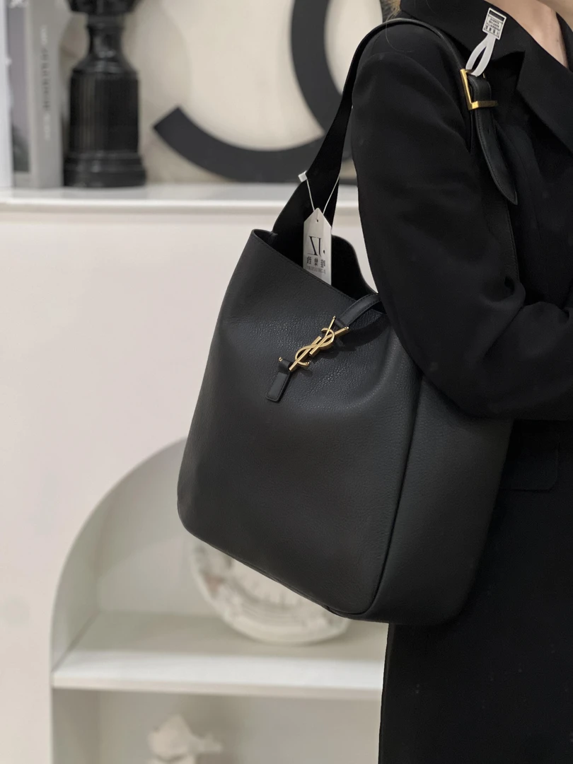 99新 YSL/圣罗兰 ysl hobo水桶黑金单肩包/大号尺寸29*30/甄选