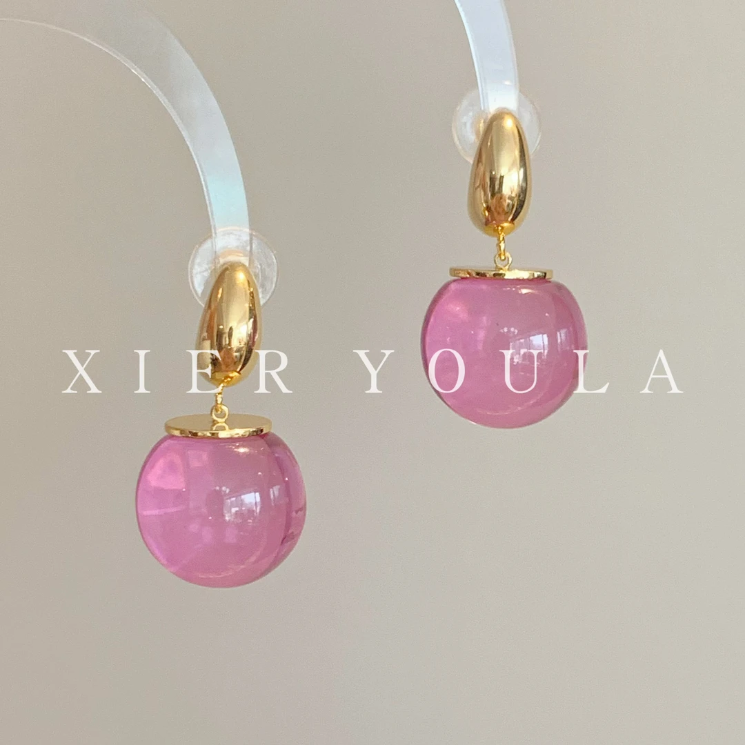 铜合金仿水晶耳饰 【喜儿ula】2-24-7精致珠珠小众设计感优雅耳钉