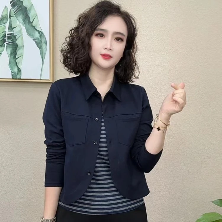 乐艳同款2025秋季新款时尚假两件拼接洋气上衣女
