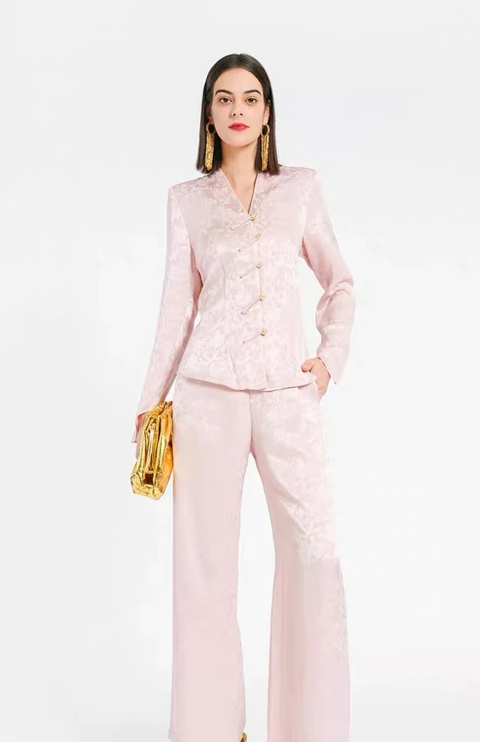 23562春新款提花新中式国风盘扣刺绣套装