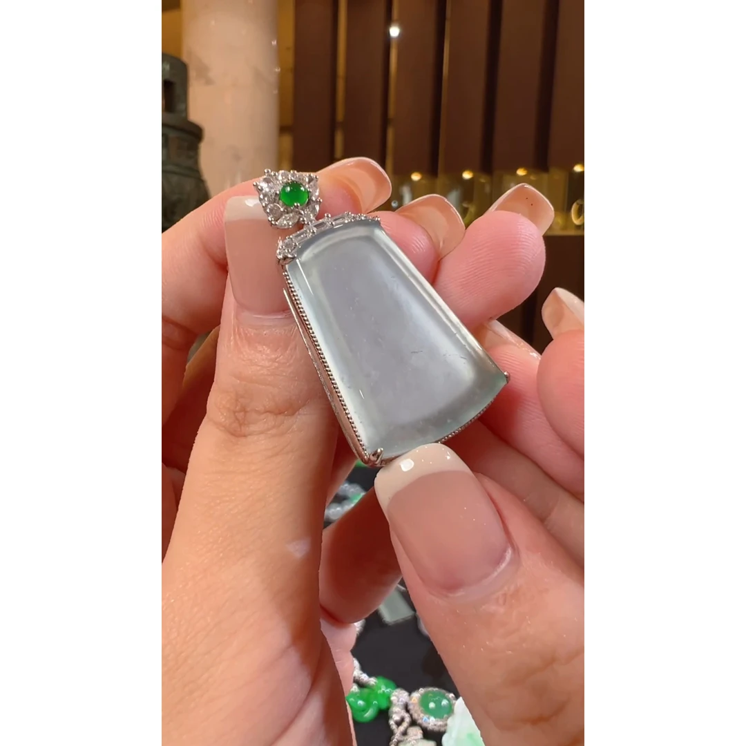 翡翠银S925镶嵌吊坠(不含链)天然A货翡翠JS0025多样性发一