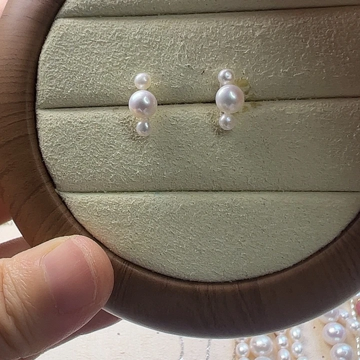 耳饰淡水珍珠银S925镶嵌5.5/3.5mm