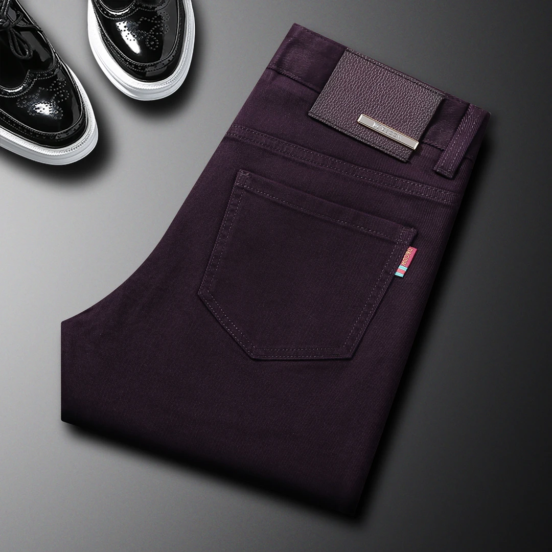 荷波撒纳温高端潮牌牛仔裤男士休闲秋冬厚款修身中腰百搭直筒长裤