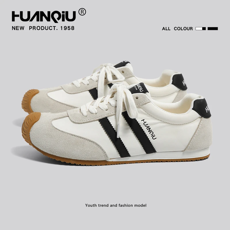 环球圆头德训鞋男士2025秋季新款复古休闲男鞋子百搭平底运动板鞋