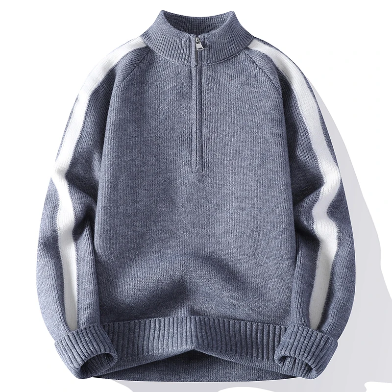 2025秋冬新款青少年半高领毛衣拉链加厚学生保暖针织衫时尚上衣